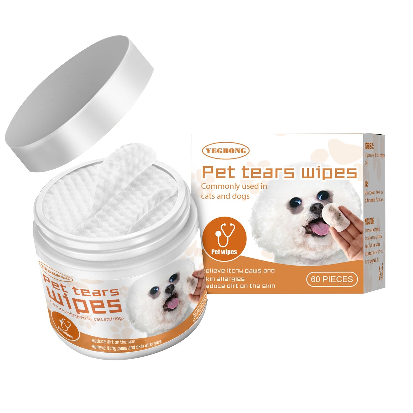 Pet Eye Tear Stain Remover Wipes – Gentle Aloe & Chamomile Eye Wipes for Dogs & Cats | Fixory911