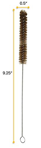 EISCO 12PK Bristle Cleaning Brushes with Fan-Shaped Ends, 9.25" - Twisted Stainless Steel Wire Handle - Ideal for 0.3" - 0.5" Tubes, Bottles, Cylinders, Flasks, Straws