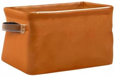 Storage Basket Plain Rust Orange Solid Color Storage Bin Cube with Handles Foldable Storage Baskets for Shelves Living Room Home Decor 1PC