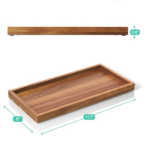 ALELION 11.7" Bathroom Vanity Tray for Counter - Acacia Wood - Image 8