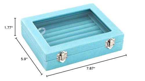 7 Slots Velvet Glass Ring Jewellery Display Storage Box Tray Case - Image 8