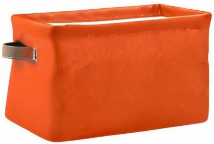 Storage Basket Plain Orange Solid Color Storage Bin Cube with Handles Foldable Storage Baskets for Shelves Living Room Home Decor 1PC