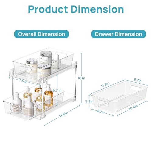 Vtopmart 4 Pack Pull Out Bathroom Under Sink Organiz | Under Sink Stor - Image 3