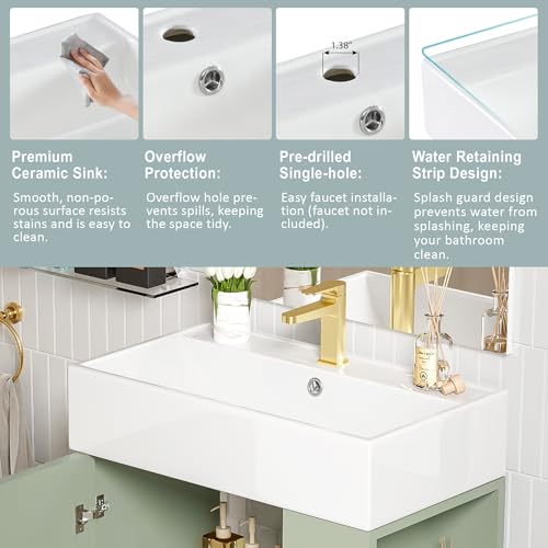 21.6" Green Bathroom Vanity, Combo Cabinet - Image 8