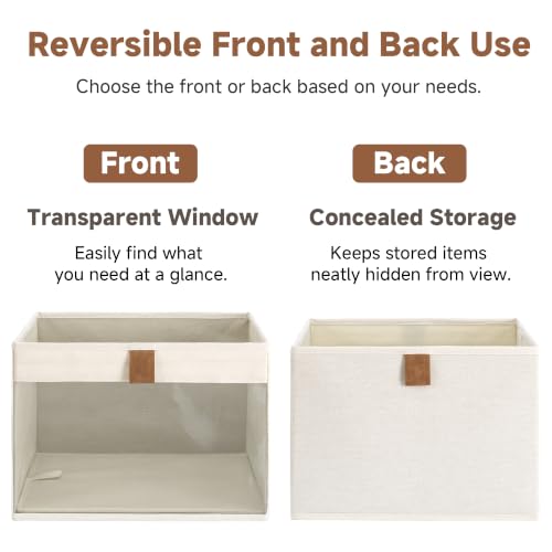 StorageWorks Closet Organizer Bins with Clear Window, Beige - Image 7