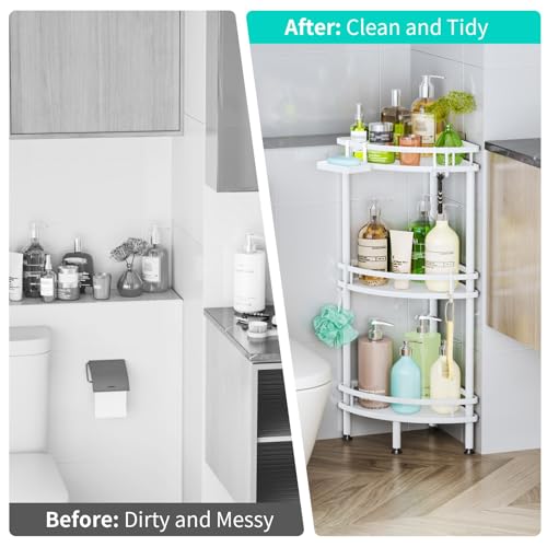 HapiRm Standing Corner Shower Caddy - 3 Tier Large Capacity - Image 8