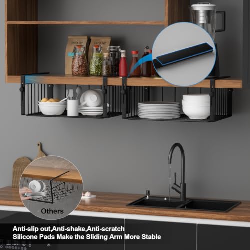 2Pack Under Shelf Storage Basket Organizer, Black - Image 7