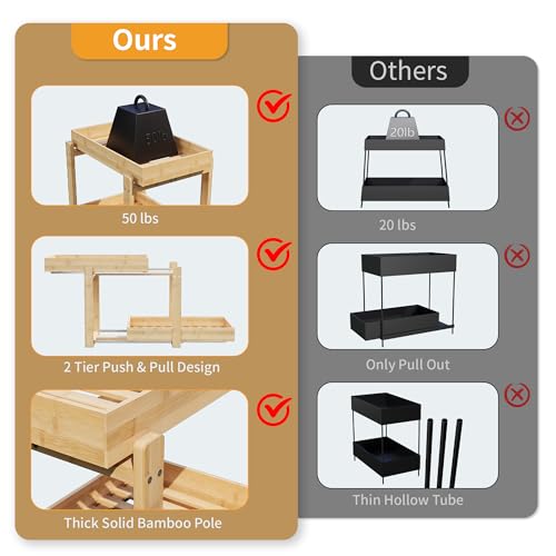 Bamboo Under Sink Organizer 2 Tier Pull Out Cabinet - Image 7