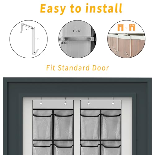 MSLOVE Narrow Over The Door Shoe Organizer, 12 Large Mesh Pockets - Image 7