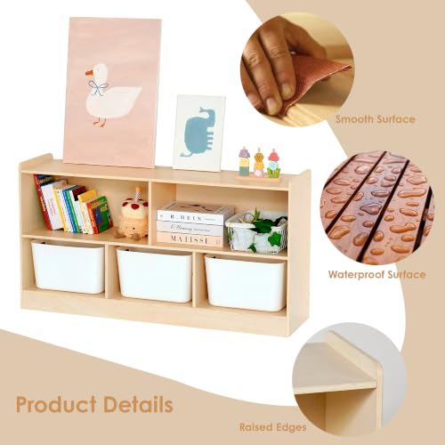 Montessori Book and Toy Shelf for Kids, 5-Section Organizer - Image 7