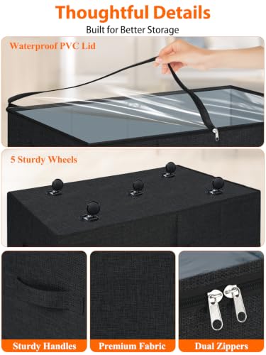 punemi 10" Tall 75L Under Bed Storage Bins with Wheels - Image 7