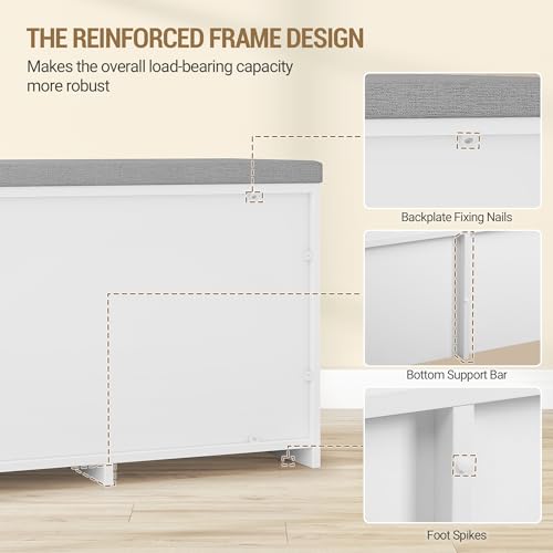 Hzuaneri 47.2" Shoe Storage Bench with 4 Barn Doors & - Image 8