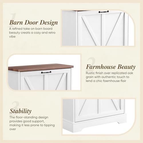 Semiocthome Farmhouse Shoe Storage Cabinet with 2 Flip Drawers - Image 8