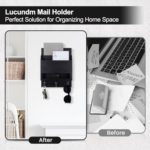 Key and Mail Holder for Wall with Chalkboard and Long Storage Box - Image 7