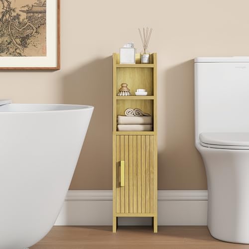 Small Bathroom Storage Corner Floor Cabinet Narrow Toilet - Image 7