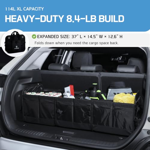 1680D 114L Extra-Large Collapsible Car Trunk Organizer with Lid - Image 7