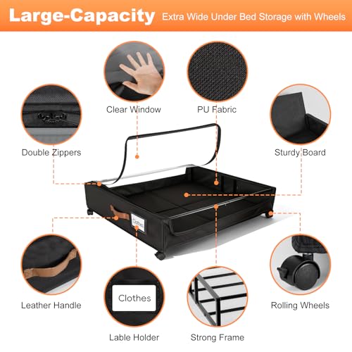 80L Large Under Bed Storage with Wheels, 2-Pack XXL - Image 7