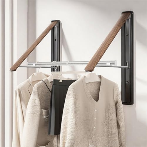 Wall-Mounted Retractable Clothes Drying Rack(Walnut, 2 Pack) - Image 8