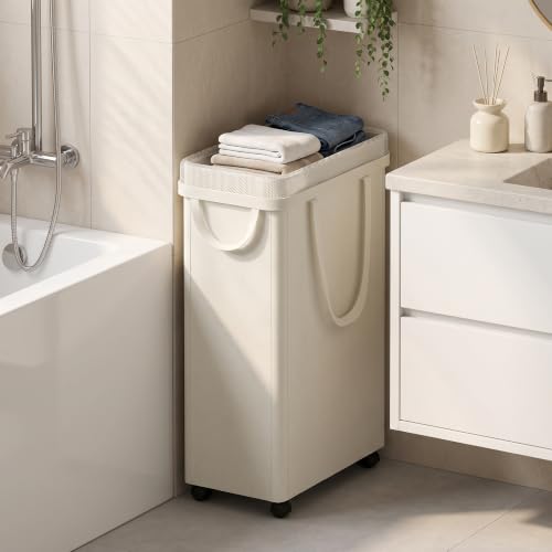 efluky Slim Laundry Hamper with Wheels and Removable Bag - Image 8