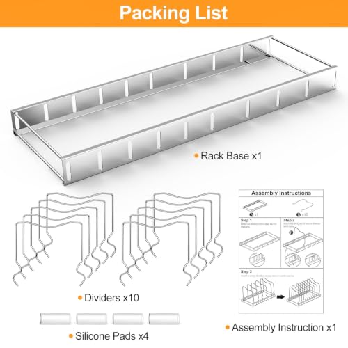 FLSEPAMB Lid Organizer Pot Lid Organizer 10-Tier Pot Lid Rack - Image 8