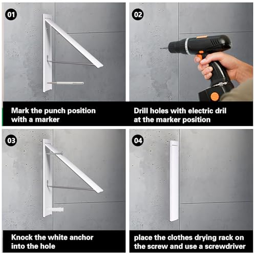 Retractable Clothes Drying Rack,Space Saver Wall Mounted - Image 7