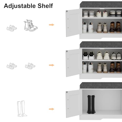 Homleke Shoe Storage Bench, 4 Doors & Thickened Padd | Home Organizati - Image 8