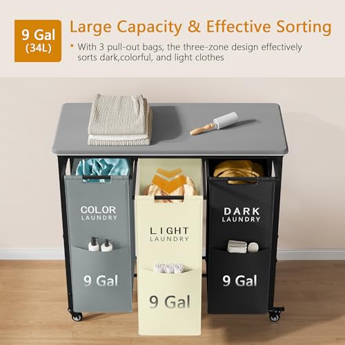 3 Section Laundry Hamper with Ironing Board - Image 7