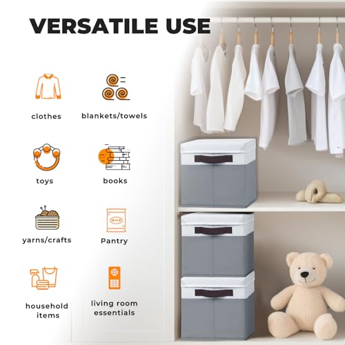 Large Closet Storage Baskets Bins with Lids 4 Pack | Home Organization - Image 7