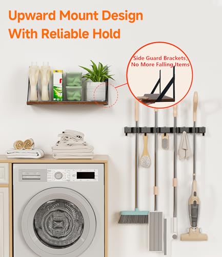 2Pack Broom Holder with Organizer Shelf 8 Broom Slots 10 - Image 8
