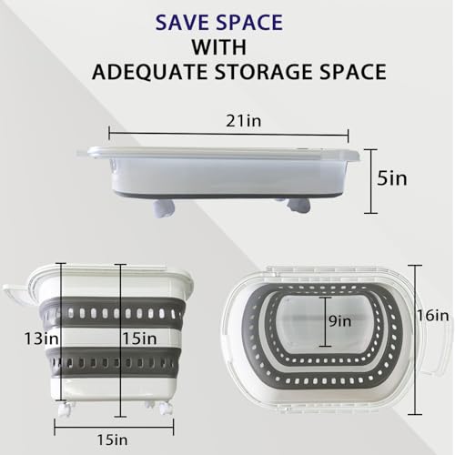 Folding Laundry Basket with Wheels Handle Collapsible - Image 7