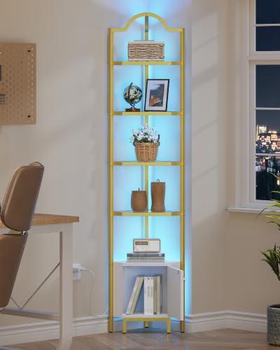Hzuaneri 6 Tier Corner Cabinet with LED Light Corner Shelf Stand - Image 8