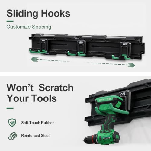 66" Wall Mount Tool Organizer with Locking Hooks, 300 LBS - Image 7