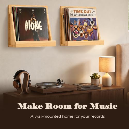 2 Pack Vinyl Record Shelf Wall Mount, Solid Wood Vinyl - Image 7