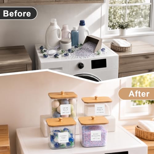 POLRAI 4 Pack Laundry Pod Containers and Dryer Sheet - Image 8