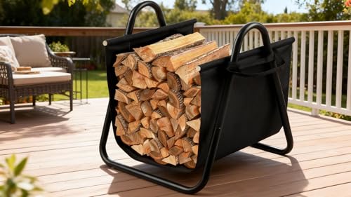 AMAGABELI GARDEN & HOME Fireplace Log Holder with Canvas - Image 7