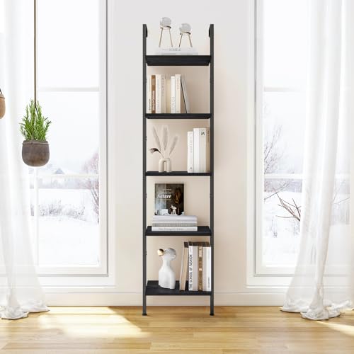 Ladder Shelf, 5-Tier Wood Wall Mounted Ladder Bookshelf - Image 7