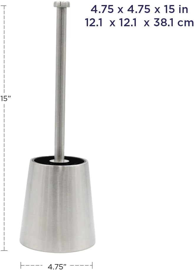 Toilet Brush and Holder, 304 Stainless Steel, Fingerprint-Proof, Rust Resistant, Toilet Bowl Brush for Bathroom Toilet - Ergonomic, Pratical Durable - 1 Pack