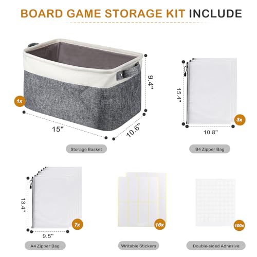 Board Game Storage Kit Include Storage Basket and 10pcs Zipper - Image 8