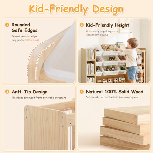 3-in-1 Montessori Toy Organizer with Bookshelf, 9 Clear - Image 8