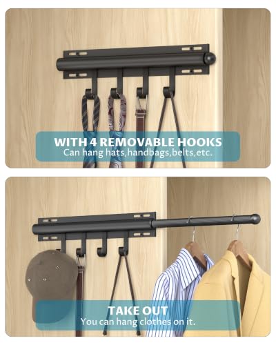 Onemake 12" Valet Rod for Closet Pull Out with 8 Hooks, 2-pack - Image 8