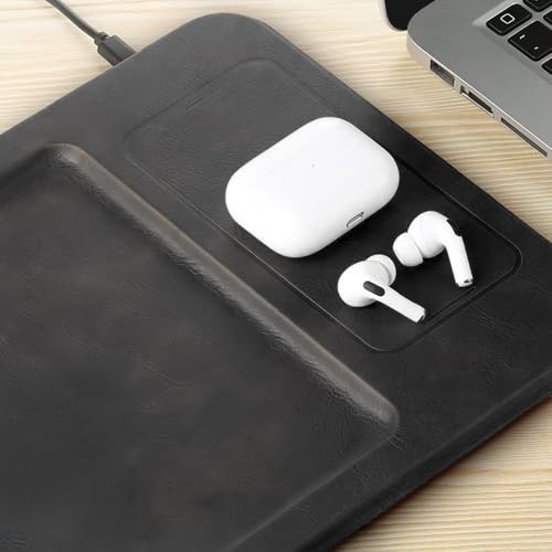 PU Leather Wireless Charging Valet Tray Organizer USB-C, Premium - Image 8