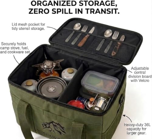 36L Multi-Functional Waterproof Camping Storage Box, Army Green - Image 8