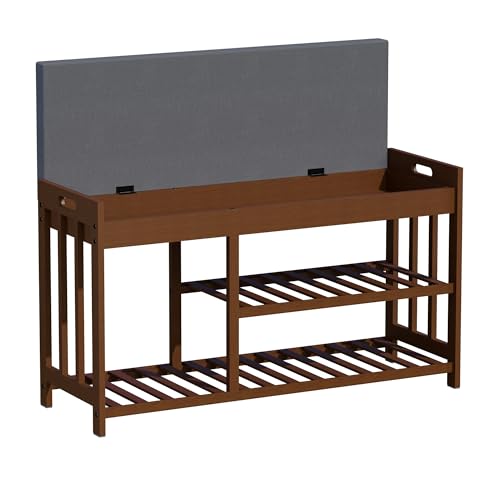 Shoe Rack Bench for Entryway, Bamboo Shoe Storage Bench - Image 8