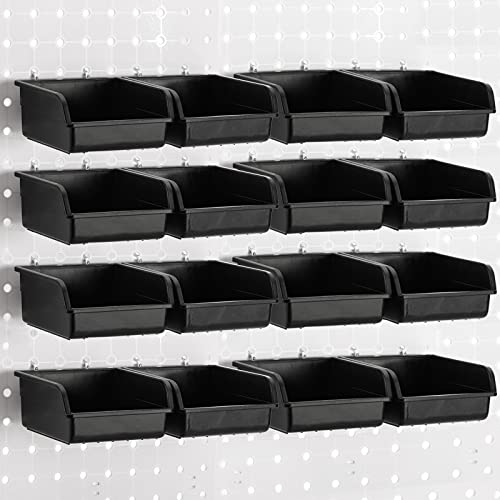 Foraineam 16 Pack Pegboard Bins with Metal Hooks, Black - Image 8