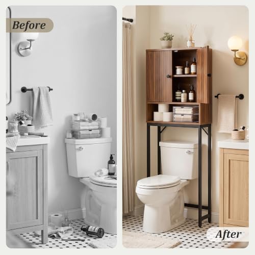 Over The Toilet Storage Cabinet with Fluted Doors - Image 7
