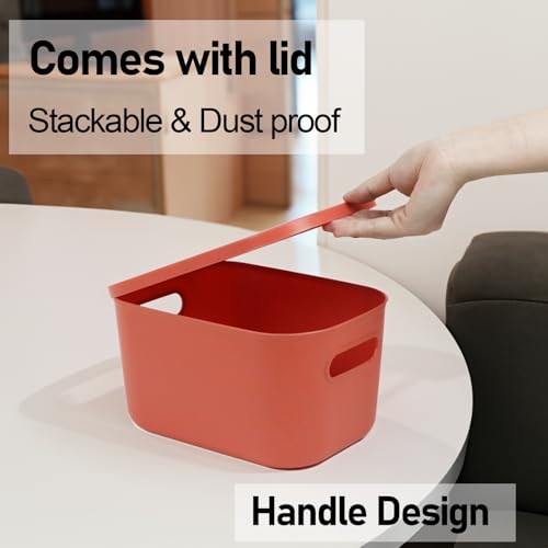 6Pcs Small Storage Bins with Lids, Stackable Plastic Organizer - Image 8