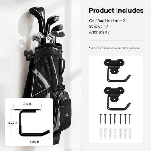 Wall Mounted Golf Bag Hooks for Garage, Bag Holder | Garage Storage - Image 8