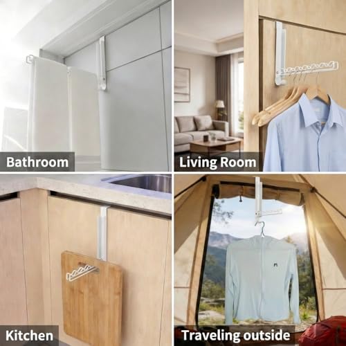 Over The Door Drying Rack, Double Folding Portable Hanging - Image 7