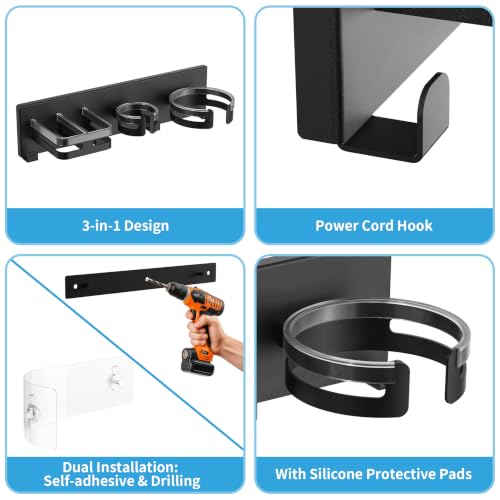 Hair Dryer Holder Wall Mounted, Self-Adhesive or Drill Mount - Image 7