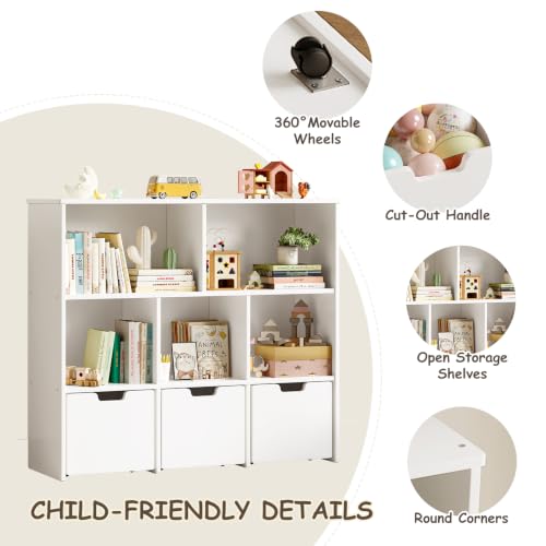 Toy Storage Organizer, Wooden Kids Bookshelf and Toy - Image 7